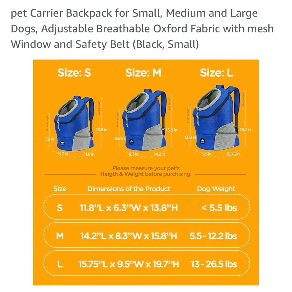 NWOB WUFFIE DOGGIE BACK PACK